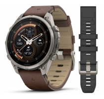 Garmin Fenix 9 Pro inReach 47mm Titan mit Leder-Armband Walnuss + Silikon-Armband Graphit/Schwarz (010-04336-41) 64 GB
