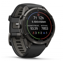 Garmin Fenix 9 Pro 43mm Carbongrau DLC Titan mit Silikon-Armband Schwarz/Kieselgrau (010-04335-16) 64 GB
